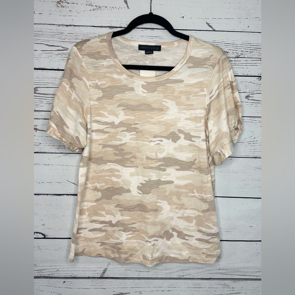 Sanctuary Beige & Cream Camo Short Sleeve Tee